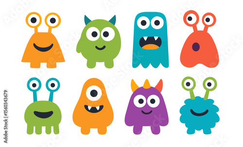Colorful cute cartoon monsters: fun and quirky character collection