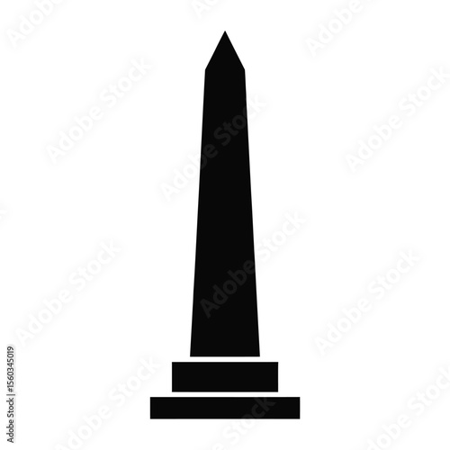 Black silhouette of an obelisk on a white background for design use