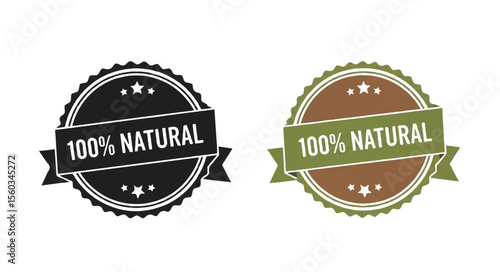 Two "100% Natural" badge designs on white background
