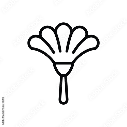 Simple outline icon of a feather duster on a white background