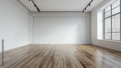 Empty room with hardwood floors and large window
