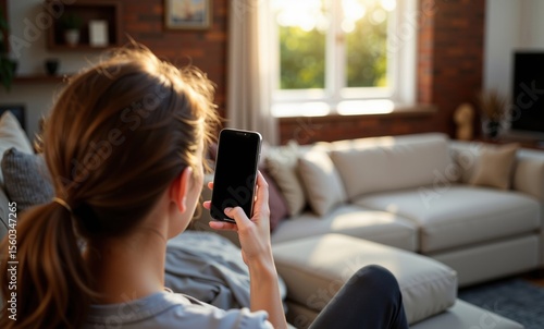 Mockup Photo Woman Sofa Living Room