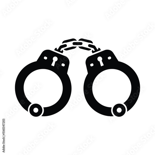 Black and White Handcuffs Icon Illustration