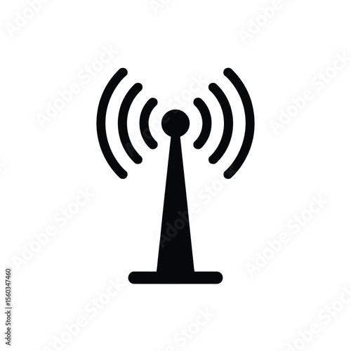 Black and white wifi tower icon for wireless internet connection signal