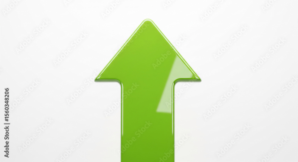 Green arrow pointing upwards on white background, symbolizing growth, progress, and success, ideal for business or motivational concepts Green arrow pointing upwards on white background, symbolizing growth, progress, and success, ideal for business or motivational concepts