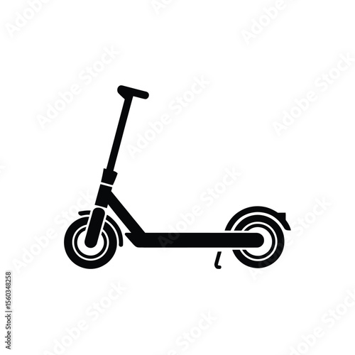 Electric scooter icon in black silhouette on a white background