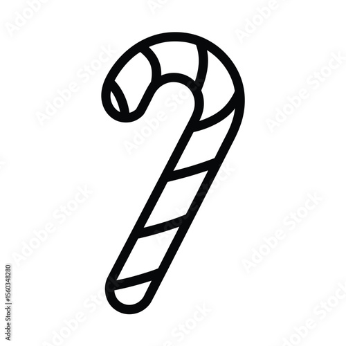 Wallpaper Mural Simple black line drawing of a candy cane on a white background Torontodigital.ca