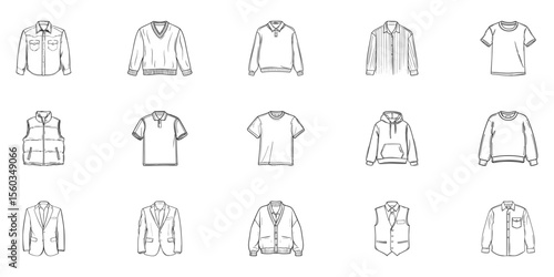 Clothing Sketches Set. Fashion Apparel Design Collection. Isolated Vector Illustration