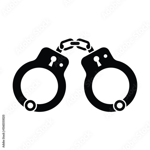 Black and White Handcuffs Icon Illustration