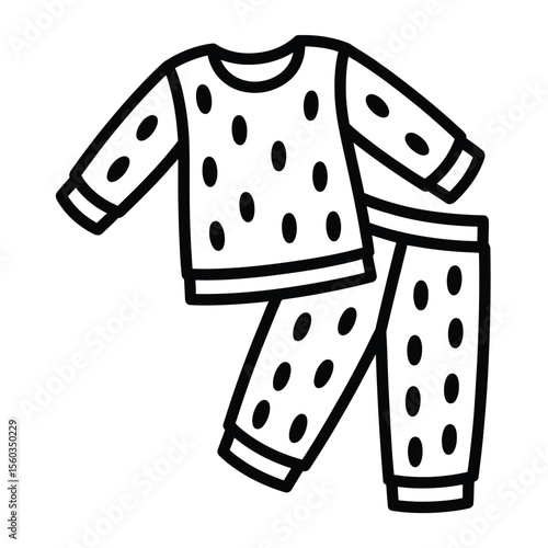 Simple outline drawing of polka dot pajamas for children or adults