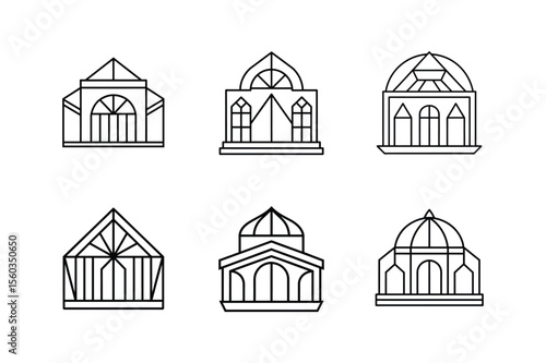 atrium design draft line art vector illustration