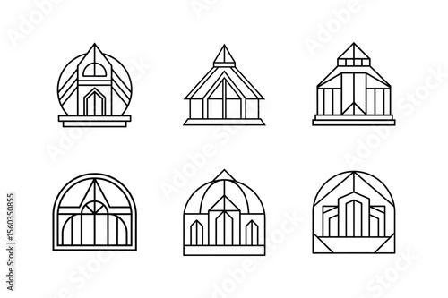 atrium design draft icon line art vector illustration