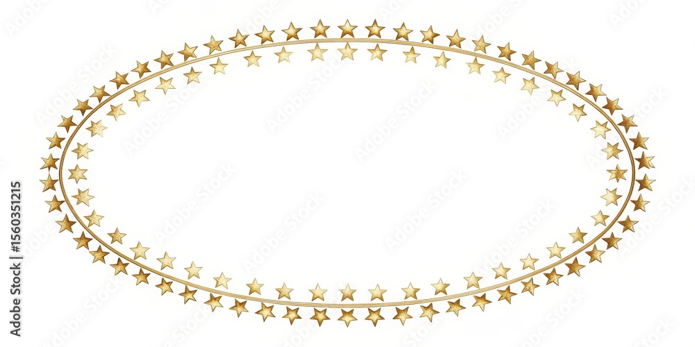 Obraz premium Elegant Oval Frame Adorned with Golden Stars Perfect for Festive Designs and Invitations
