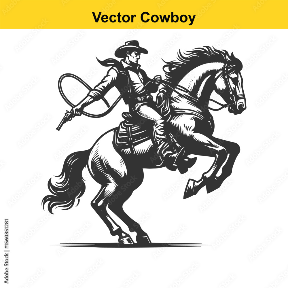 Fototapeta premium Vector cowboy baking horse. 