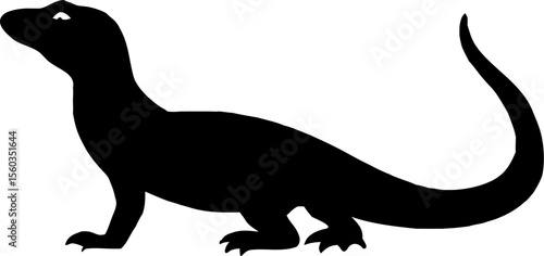 A striking black animal silhouette illustration, featuring running wild mammals like a kangaroo, panther, dog, and cat, alongside a cartoon dinosaur vector design