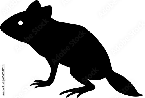 Black vector silhouette illustration of a wild kangaroo