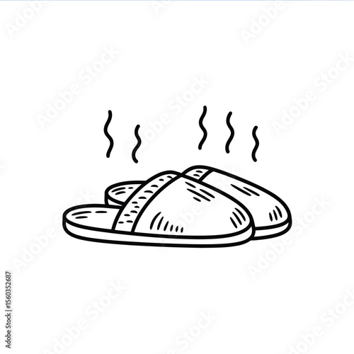 Warm Cozy Slippers Hand Drawn Illustration