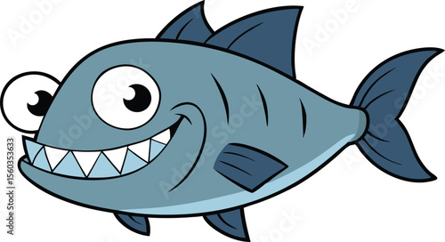 Cartoon Style Piranha With Sharp Teeth.