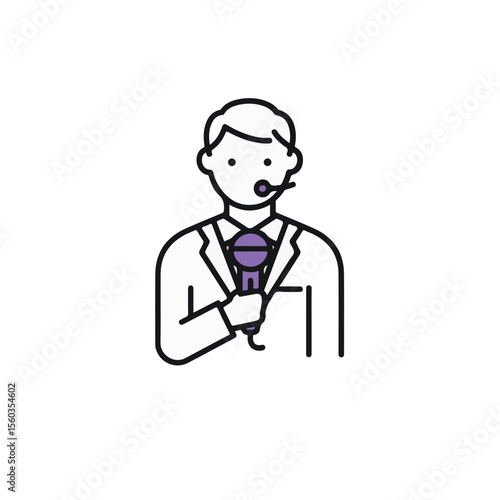 A simplified outline drawing of a person speaking.
