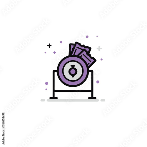 Lottery Ticket Machine Icon with ticket