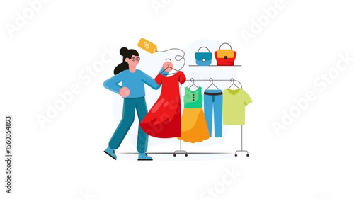 Girl Buying Dress Mp4 Video Animated	