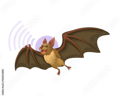 Bat Echolocation Animal Cartoon Illustration Vector