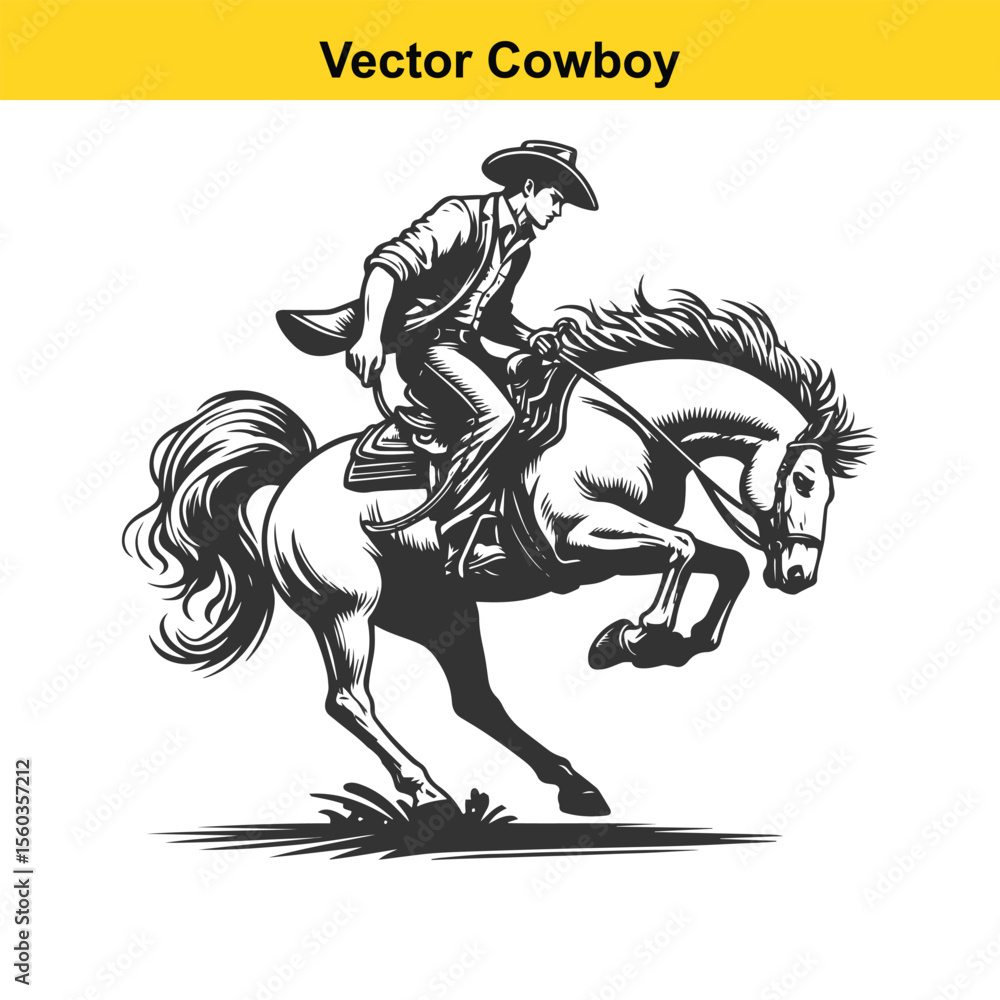 Obraz premium Vector cowboy baking horse. 