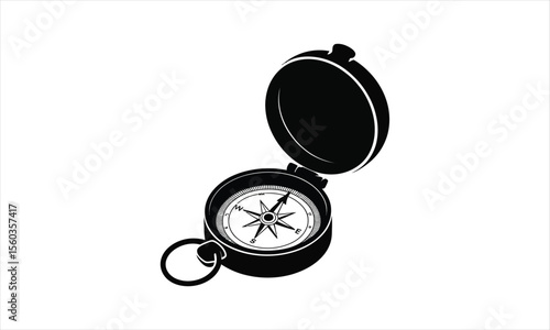 Classic navigational compass rose silhouette for exploration and adventure