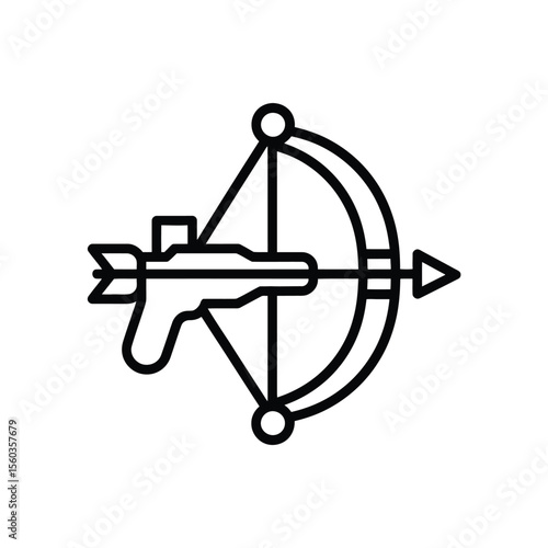 Stylized outline icon of a crossbow with a loaded arrow ready to fire