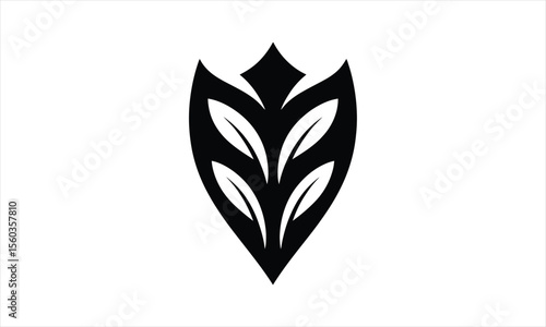 Abstract geometric crest design with bold lines and silhouette