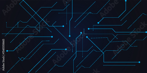 Futuristic Abstract Circuit Board Design With Glowing Blue Lines
