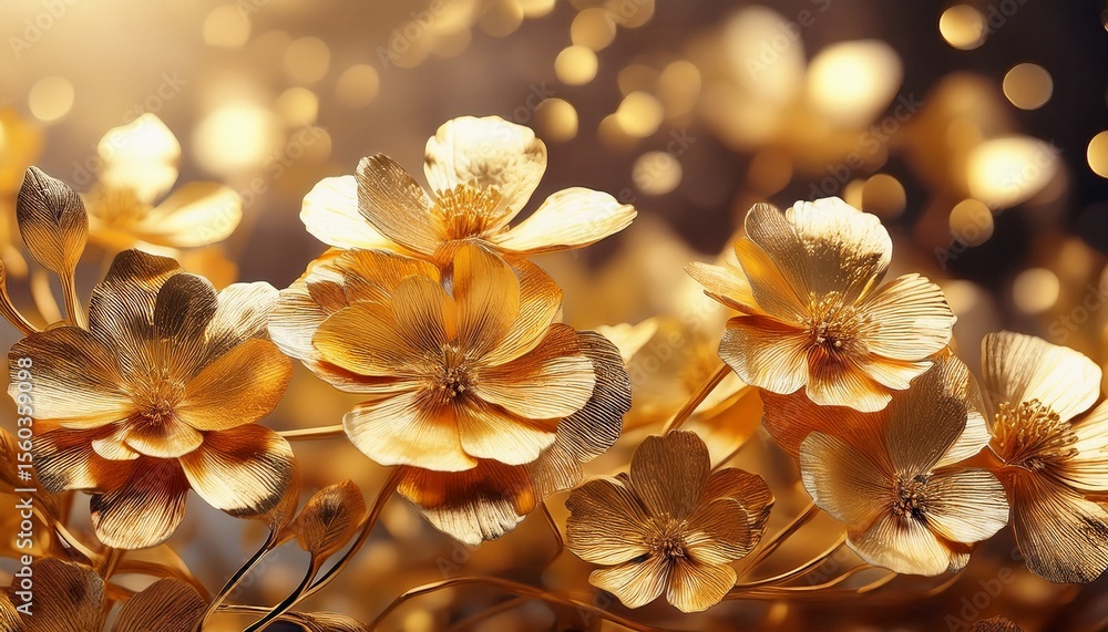 Fototapeta premium gold foil flowers