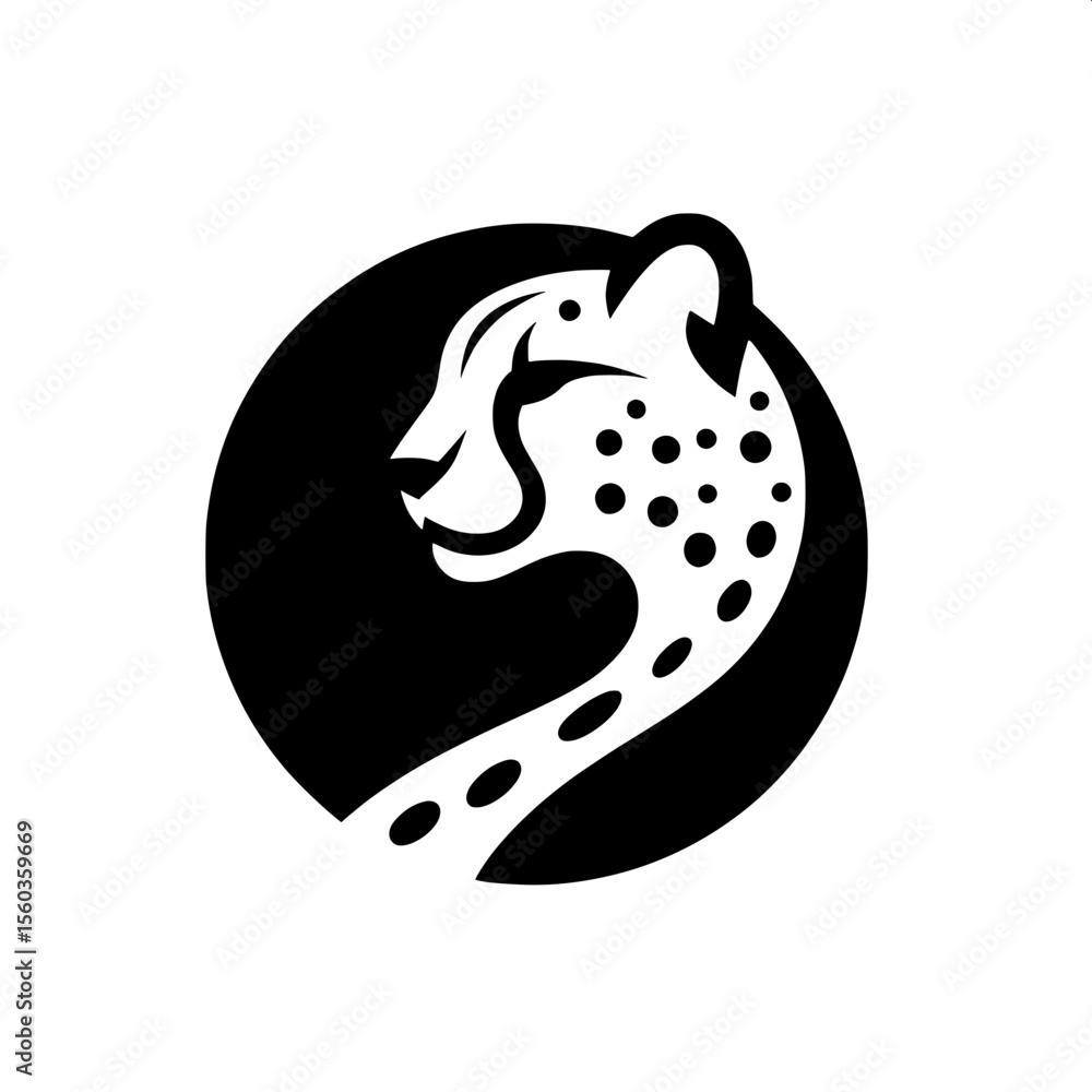 Black and White SVG of a Minimalistic Cheetah Logo Black and White SVG of a Minimalistic Cheetah Logo