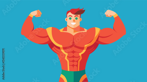 A model with a muscular build shows off a colorful suit proving that fashion can celebrate and flatter all body types.. Vector illustration