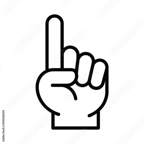 Simple line art icon of a hand pointing upward with index finger extended