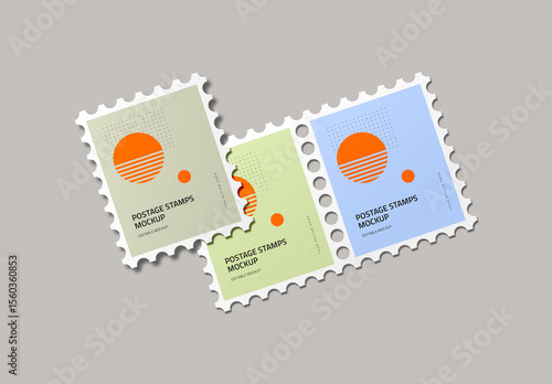 Postage Stamp Mockup on Light Background