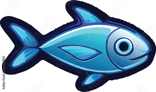 Glowing Blue Neon Tetra Fish Drawing.