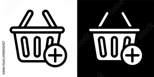 shopping basket line and glyph icon, outline and glyph vector sign, linear and glyph style pictogram isolated on white and black. ecommerce symbol, logo, icon, illustration