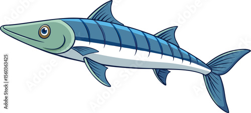 High Detail Barracuda Vector Side Profile.