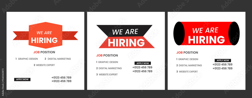 Obraz premium Modern We Are Hiring Instagram Post – Job Vacancy Social Media Banner Template, Creative Hiring Social Media Post – Job Recruitment Instagram Banner Template