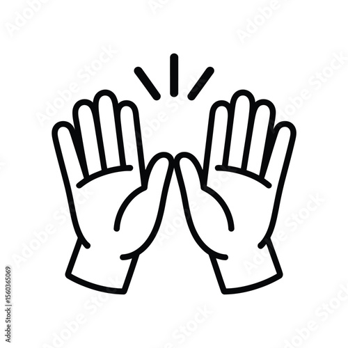 Two hands giving a high five with radiating lines symbolizing energy and celebration