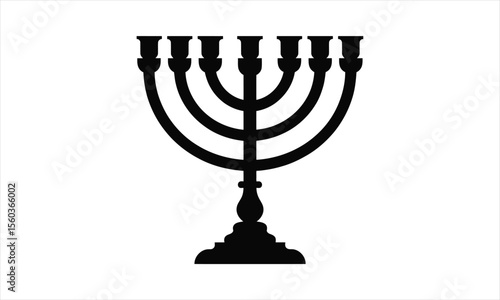 Elegant menorah silhouette design with a traditional seven branched candelabra silhouette