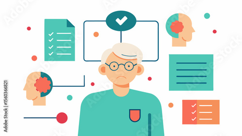 A detailed medical chart tracking the progression of a patients symptoms of Parkinsons disease with notes on how it has affected their cognitive functioning and any changes in. Vector illustration