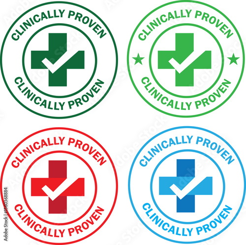 Clinically proven medical seal set in four colors