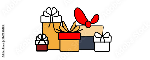 Gift box icon. Present giftbox outline, bonus gift box or holiday package vector illustration