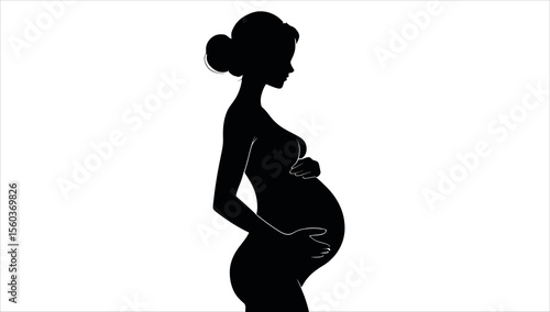 A silhouette of a pregnant woman