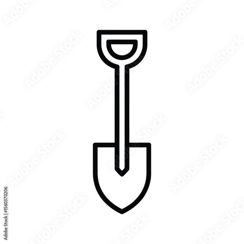 Simple black outline icon of a garden shovel on a white background