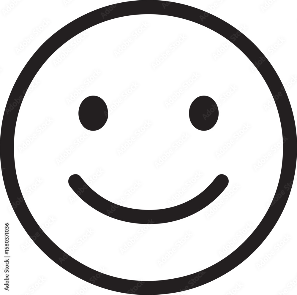 Fototapeta premium A simple black and white emoji style smiley face with a subtle clean silhouette design