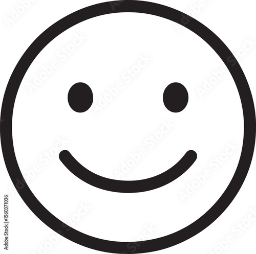 A simple black and white emoji style smiley face with a subtle clean silhouette design