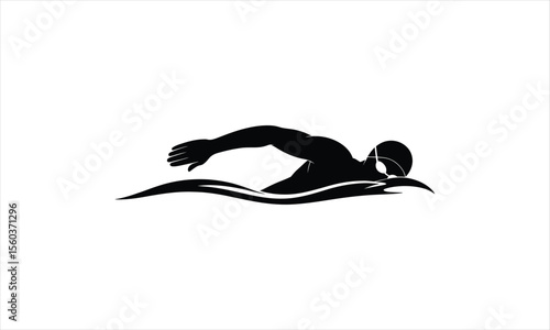 Dynamic silhouette of a swimmer in motion representing athleticism and water sports